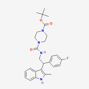 molecular formula C27H33FN4O3 B7944465 tert-butyl 4-[[2-(4-fluorophenyl)-2-(2-methyl-1H-indol-3-yl)ethyl]carbamoyl]piperazine-1-carboxylate 