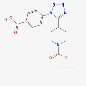 molecular formula C18H23N5O4 B7944472 4-[5-[1-[(2-Methylpropan-2-yl)oxycarbonyl]piperidin-4-yl]tetrazol-1-yl]benzoic acid 