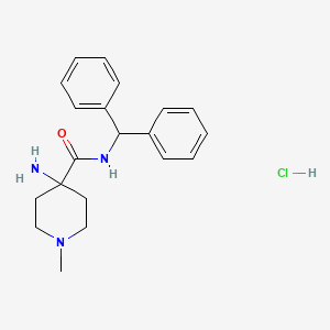 molecular formula C20H26ClN3O B7944477 4-amino-N-benzhydryl-1-methylpiperidine-4-carboxamide;hydrochloride 