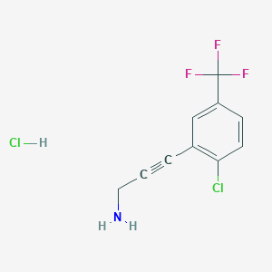 molecular formula C10H8Cl2F3N B7944501 3-[2-Chloro-5-(trifluoromethyl)phenyl]prop-2-yn-1-amine;hydrochloride 