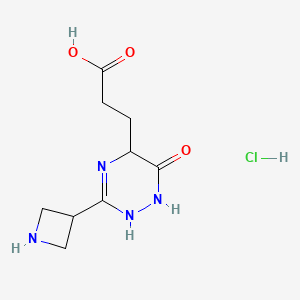 molecular formula C9H15ClN4O3 B7944502 3-[3-(azetidin-3-yl)-6-oxo-2,5-dihydro-1H-1,2,4-triazin-5-yl]propanoic acid;hydrochloride 
