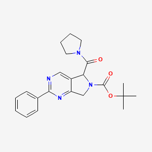 molecular formula C22H26N4O3 B7944624 Tert-butyl 2-phenyl-5-(pyrrolidine-1-carbonyl)-5,7-dihydropyrrolo[3,4-d]pyrimidine-6-carboxylate 