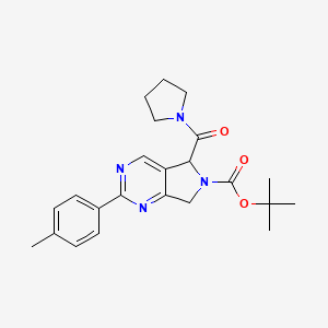 molecular formula C23H28N4O3 B7944664 Tert-butyl 2-(4-methylphenyl)-5-(pyrrolidine-1-carbonyl)-5,7-dihydropyrrolo[3,4-d]pyrimidine-6-carboxylate 