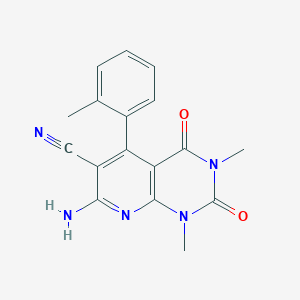 molecular formula C17H15N5O2 B7944683 1,3-Dimethyl-2,4-dioxo-5-(2-methylphenyl)-7-amino-1,2,3,4-tetrahydropyrido[2,3-d]pyrimidine-6-carbonitrile 