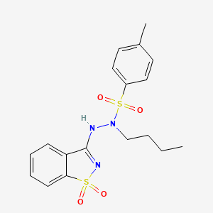 molecular formula C18H21N3O4S2 B7944687 N-butyl-N'-(1,1-dioxido-1,2-benzothiazol-3-yl)-4-methylbenzenesulfonohydrazide 