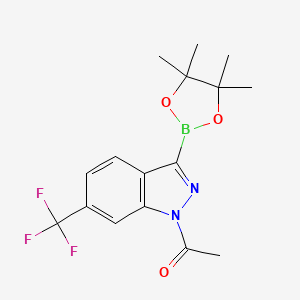 molecular formula C16H18BF3N2O3 B7944768 1-(3-(4,4,5,5-Tetramethyl-1,3,2-dioxaborolan-2-YL)-6-(trifluoromethyl)-indazol-1-YL)ethanone 