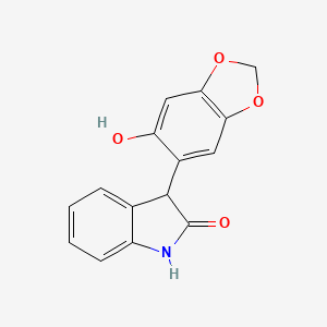 molecular formula C15H11NO4 B7944907 3-(6-羟基苯并[d][1,3]二氧杂环-5-基)吲哚啉-2-酮 