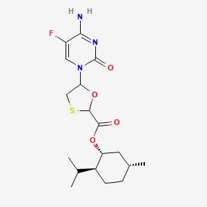 molecular formula C18H26FN3O4S B7945180 (5S)-(1R,2S,5R)-2-isopropyl-5-methylcyclohexyl 5-(4-amino-5-fluoro-2-oxopyrimidin-1(2H)-yl)-1,3-oxathiolane-2-carboxylate 