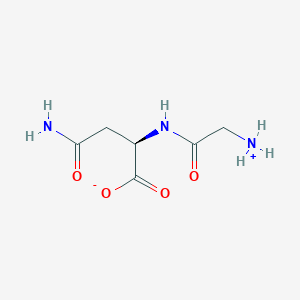 molecular formula C6H11N3O4 B7945239 (2R)-4-amino-2-[(2-azaniumylacetyl)amino]-4-oxobutanoate 