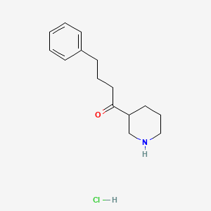 molecular formula C15H22ClNO B7945408 4-Phenyl-1-(piperidin-3-yl)butan-1-one hydrochloride 