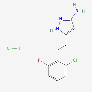 molecular formula C11H12Cl2FN3 B7945410 3-[2-(2-chloro-6-fluorophenyl)ethyl]-1H-pyrazol-5-amine hydrochloride 