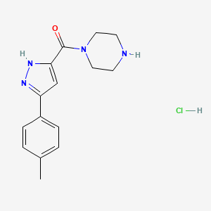 molecular formula C15H19ClN4O B7945472 [3-(4-methylphenyl)-1H-pyrazol-5-yl]-piperazin-1-ylmethanone;hydrochloride 