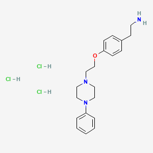 molecular formula C20H30Cl3N3O B7945535 2-{4-[2-(4-Phenylpiperazin-1-yl)ethoxy]phenyl}ethan-1-amine trihydrochloride 
