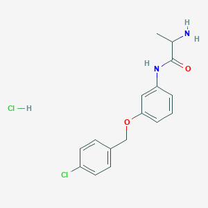 molecular formula C16H18Cl2N2O2 B7945546 2-amino-N-[3-[(4-chlorophenyl)methoxy]phenyl]propanamide;hydrochloride 