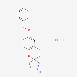 molecular formula C19H22ClNO2 B7945568 6-(Benzyloxy)-3,4-dihydrospiro[1-benzopyran-2,3-pyrrolidine] hydrochloride 