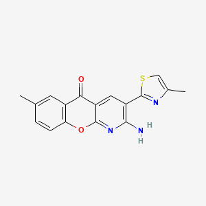 molecular formula C17H13N3O2S B7945583 2-Amino-7-methyl-3-(4-methyl-1,3-thiazol-2-yl)chromeno[2,3-b]pyridin-5-one 