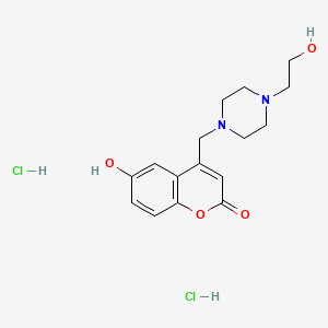 molecular formula C16H22Cl2N2O4 B7945638 6-Hydroxy-4-[[4-(2-hydroxyethyl)piperazin-1-yl]methyl]chromen-2-one;dihydrochloride 