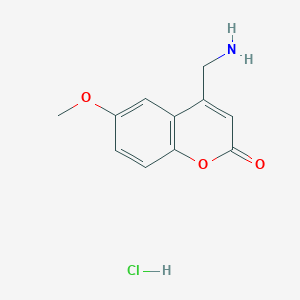 molecular formula C11H12ClNO3 B7945645 4-(Aminomethyl)-6-methoxychromen-2-one;hydrochloride 