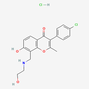 molecular formula C19H19Cl2NO4 B7945664 3-(4-Chlorophenyl)-7-hydroxy-8-[(2-hydroxyethylamino)methyl]-2-methylchromen-4-one;hydrochloride 