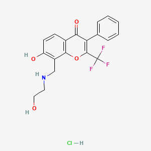 molecular formula C19H17ClF3NO4 B7945668 7-Hydroxy-8-[(2-hydroxyethylamino)methyl]-3-phenyl-2-(trifluoromethyl)chromen-4-one;hydrochloride 