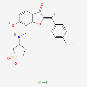 molecular formula C22H24ClNO5S B7945674 (2Z)-7-[[(1,1-dioxothiolan-3-yl)amino]methyl]-2-[(4-ethylphenyl)methylidene]-6-hydroxy-1-benzofuran-3-one;hydrochloride 