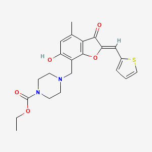 ethyl 4-[[(2Z)-6-hydroxy-4-methyl-3-oxo-2-(thiophen-2-ylmethylidene)-1-benzofuran-7-yl]methyl]piperazine-1-carboxylate