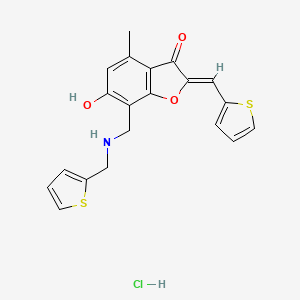 molecular formula C20H18ClNO3S2 B7945683 (2Z)-6-hydroxy-4-methyl-7-[(thiophen-2-ylmethylamino)methyl]-2-(thiophen-2-ylmethylidene)-1-benzofuran-3-one;hydrochloride 