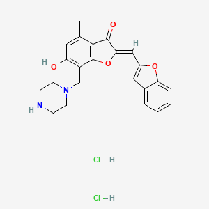 (2Z)-2-(1-benzofuran-2-ylmethylidene)-6-hydroxy-4-methyl-7-(piperazin-1-ylmethyl)-1-benzofuran-3-one;dihydrochloride