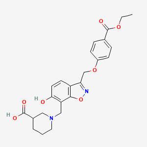 1-[[3-[(4-Ethoxycarbonylphenoxy)methyl]-6-hydroxy-1,2-benzoxazol-7-yl]methyl]piperidine-3-carboxylic acid