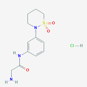 molecular formula C12H18ClN3O3S B7945744 2-amino-N-[3-(1,1-dioxo-1$l^{6},2-thiazinan-2-yl)phenyl]acetamide hydrochloride 