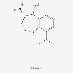 molecular formula C13H20ClNO2 B7945844 4-Amino-9-(propan-2-yl)-2,3,4,5-tetrahydro-1-benzoxepin-5-ol hydrochloride 