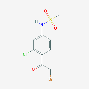 molecular formula C9H9BrClNO3S B7945885 N-(4-(2-Bromoacetyl)-3-chlorophenyl)methanesulfonamide 