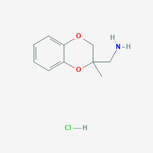 molecular formula C10H14ClNO2 B7945889 (2-Methyl-2,3-dihydro-1,4-benzodioxin-2-yl)methanamine hydrochloride 