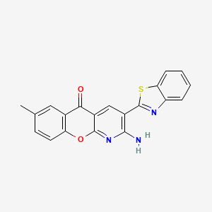molecular formula C20H13N3O2S B7945923 2-Amino-3-(1,3-benzothiazol-2-yl)-7-methylchromeno[2,3-b]pyridin-5-one 