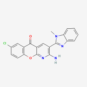 molecular formula C20H13ClN4O2 B7945953 2-Amino-7-chloro-3-(1-methylbenzimidazol-2-yl)chromeno[2,3-b]pyridin-5-one 