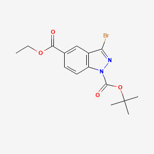 molecular formula C15H17BrN2O4 B7945997 1-tert-Butyl 5-ethyl 3-bromo-1H-indazole-1,5-dicarboxylate 