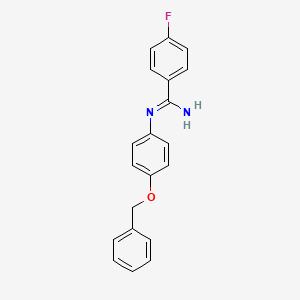 4-fluoro-N'-(4-phenylmethoxyphenyl)benzenecarboximidamide