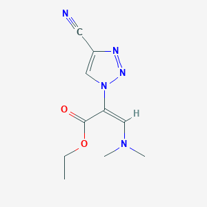 molecular formula C10H13N5O2 B7946119 ethyl 2-(4-cyano-1H-1,2,3-triazol-1-yl)-3-(dimethylamino)prop-2-enoate 