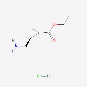 molecular formula C7H14ClNO2 B7946126 trans-Ethyl 2-(aminomethyl)cyclopropanecarboxylate hydrochloride 