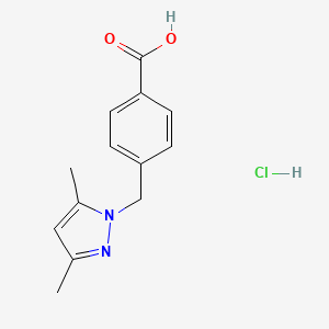 molecular formula C13H15ClN2O2 B7946140 4-((3,5-dimethyl-1H-pyrazol-1-yl)methyl)benzoic acid hydrochloride 