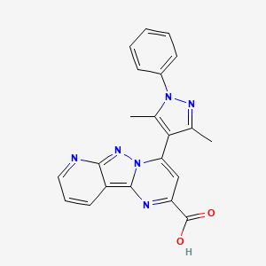 molecular formula C21H16N6O2 B7946213 4-(3,5-dimethyl-1-phenyl-1H-pyrazol-4-yl)pyrido[2',3':3,4]pyrazolo[1,5-a]pyrimidine-2-carboxylic acid 
