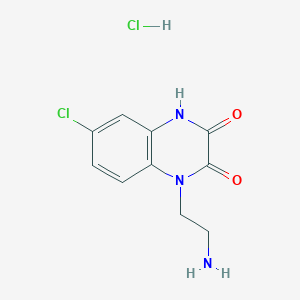 molecular formula C10H11Cl2N3O2 B7946219 1-(2-aminoethyl)-6-chloro-3-hydroxyquinoxalin-2(1H)-one hydrochloride 