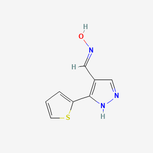 molecular formula C8H7N3OS B7946244 5-(2-thienyl)-1H-pyrazole-4-carbaldehyde oxime 