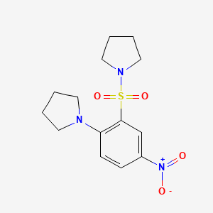 molecular formula C14H19N3O4S B7946863 1-(4-Nitro-2-pyrrolidin-1-ylsulfonylphenyl)pyrrolidine 