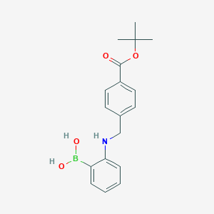 molecular formula C18H22BNO4 B7947037 (2-((4-(tert-Butoxycarbonyl)benzyl)amino)phenyl)boronic acid 