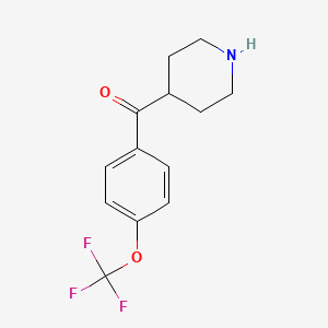 molecular formula C13H14F3NO2 B7947329 4-(4-Trifluoromethoxybenzoyl)-piperidine 