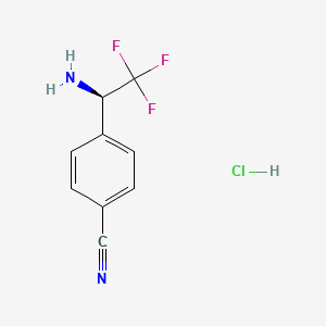 molecular formula C9H8ClF3N2 B7947431 (R)-4-(1-Amino-2,2,2-trifluoroethyl)benzonitrile hcl 