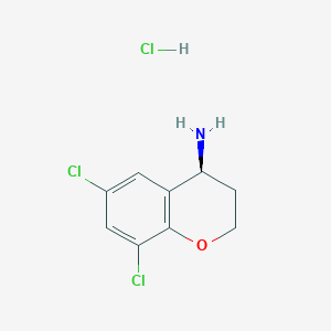 molecular formula C9H10Cl3NO B7947522 (S)-6,8-Dichlorochroman-4-amine hydrochloride 