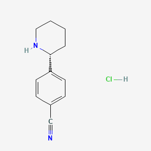 molecular formula C12H15ClN2 B7947536 (R)-4-(Piperidin-2-yl)benzonitrile hydrochloride 