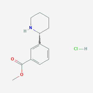 molecular formula C13H18ClNO2 B7947574 (R)-Methyl 3-(piperidin-2-yl)benzoate hydrochloride 